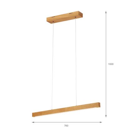 LED lustra uz troses VERDE LED/18W/230V 3000K 76 cm ozols