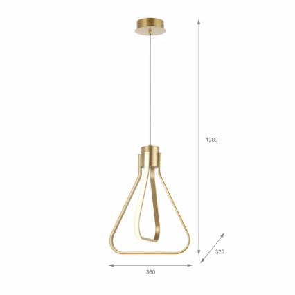 LED lustra uz troses ZING LED/19W/230V zelta