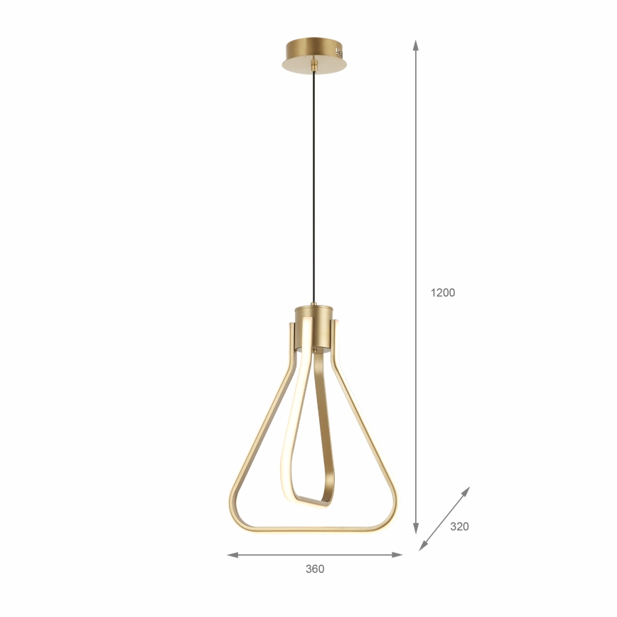 LED lustra uz troses ZING LED/19W/230V zelta