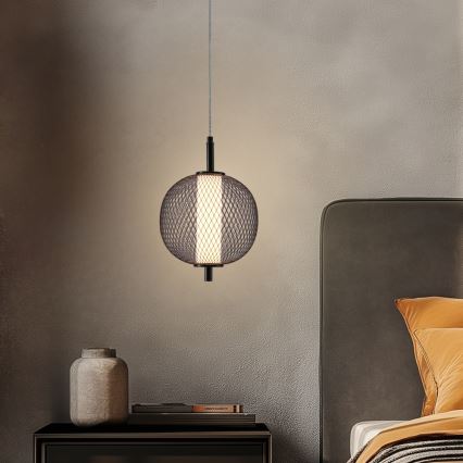 LED lustra uz vada PUMA LED/10W/230V diametrs 20 cm melna