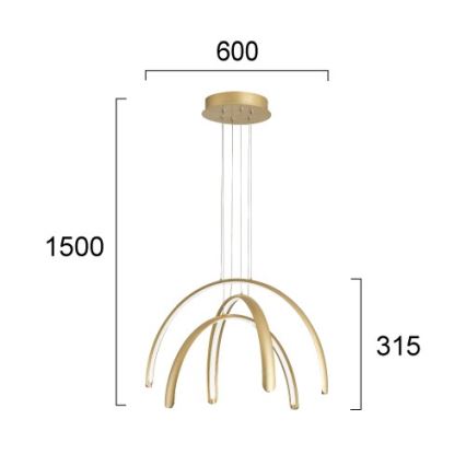 LED lustrs uz kabeļa MEGAN LED/41W/230V zelta krāsā