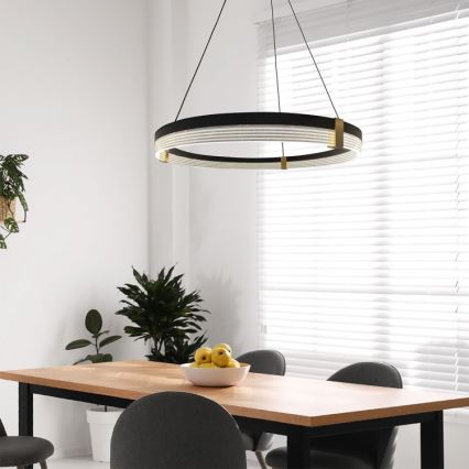 LED lustrs uz troses TRIANGLE LED/40W/230V 3000/4000/6000K diam. 60 cm melns
