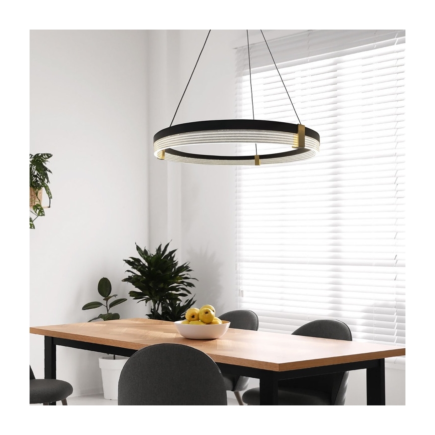 LED lustrs uz troses TRIANGLE LED/40W/230V 3000/4000/6000K diam. 60 cm melns