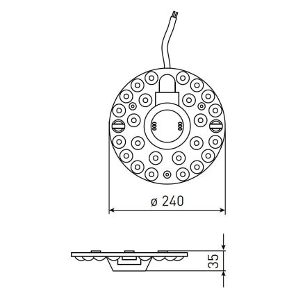 LED magnētiskais modulis — 36 W, 230 V, Ø 24 cm, krāsu temperatūras: 2700/3000/4000/5000/6500 K