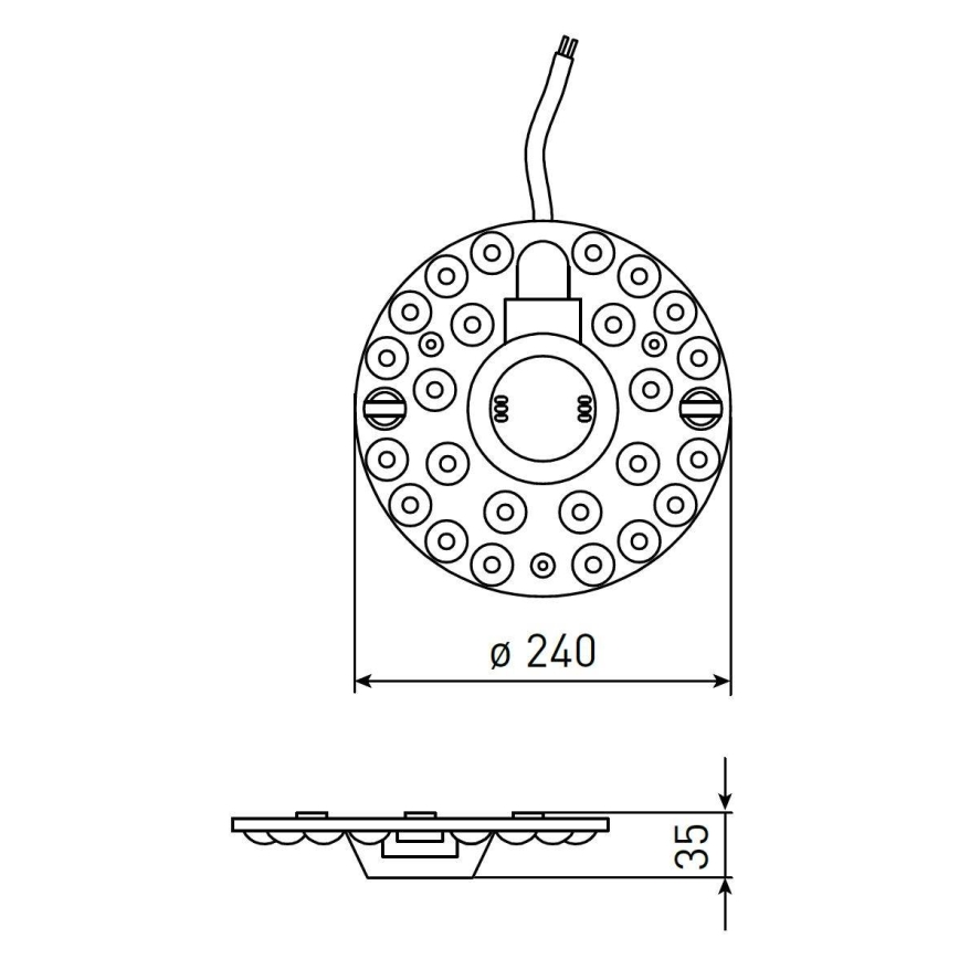 LED magnētiskais modulis — 36 W, 230 V, Ø 24 cm, krāsu temperatūras: 2700/3000/4000/5000/6500 K