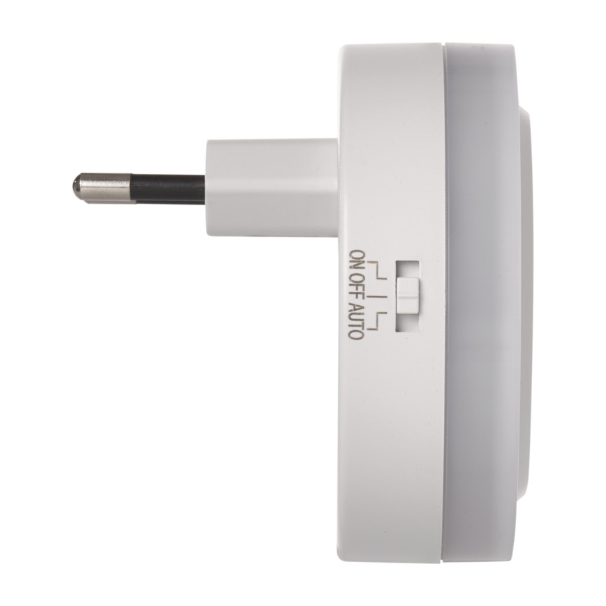 LED nakts gaismeklis kontaktligzdai ar fotosensoru+2xUSB 3xLED/0,3W/230V