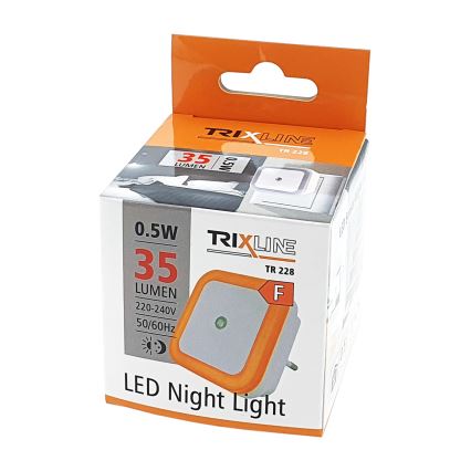 LED nakts lampa ar krēslas sensoru, 0,5 W/230 V, oranža