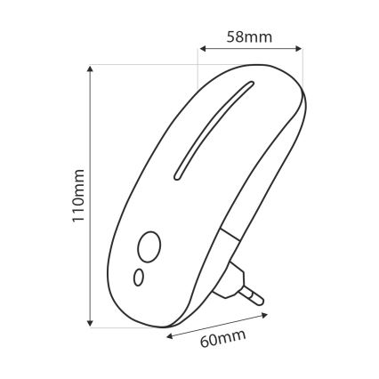 LED Nakts lampa ar sensoru LED/1W/230V balta