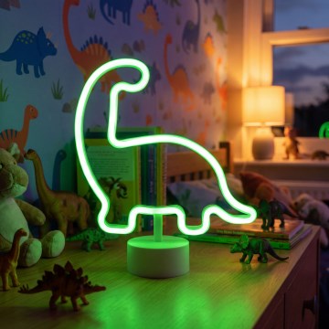 LED neona galda dekorācija LED/2W/3xAA USB dinozaurs