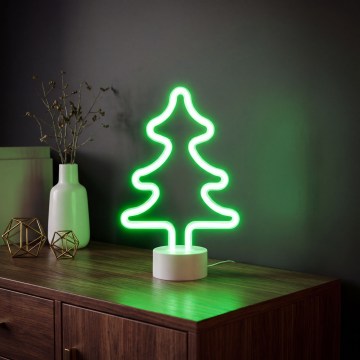 LED neona galda dekorācija LED/2W/3xAA USB koks