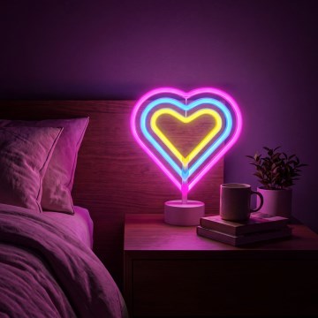 LED neona galda dekors LED/2W/3xAA USB sirds