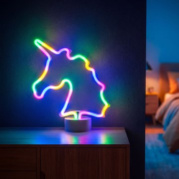 LED neona galda dekors LED/2W/3xAA USB vienradzis