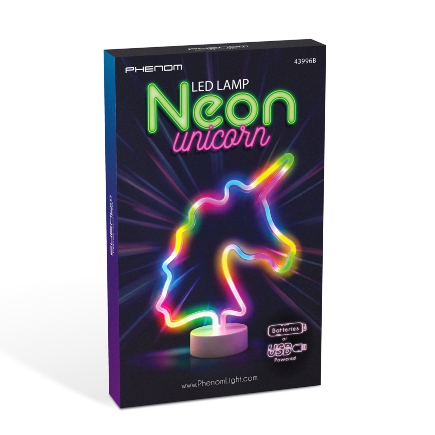LED neona galda dekors LED/2W/3xAA USB vienradzis