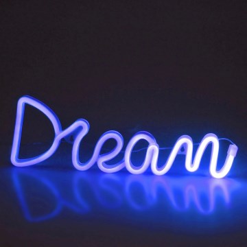 LED Neona sienas dekors DREAM LED/3W/3xAA USB zila