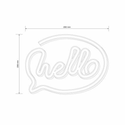 LED Neona sienas dekors HELLO LED/3W/3xAA USB rozā