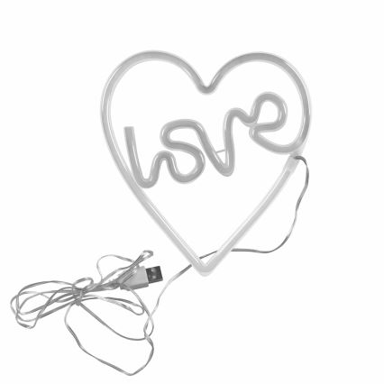 LED Neona sienas dekors LOVE LED/3W/3xAA USB rozā