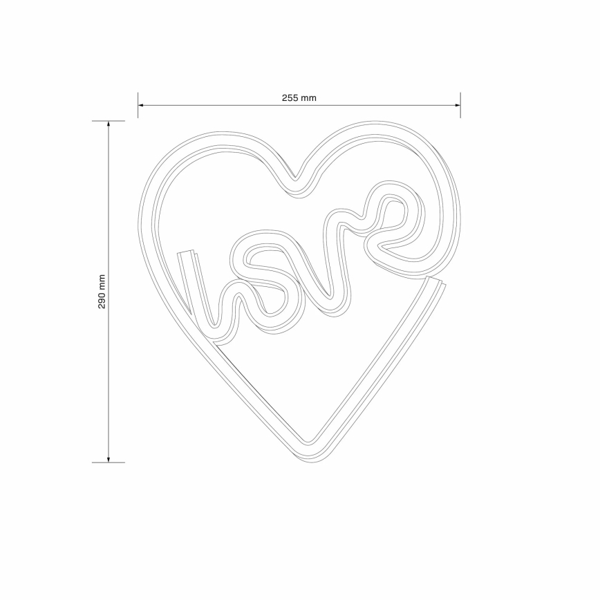 LED Neona sienas dekors LOVE LED/3W/3xAA USB rozā