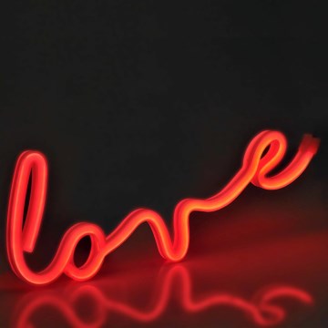 LED Neona sienas dekors LOVE LED/3W/3xAA USB sarkana