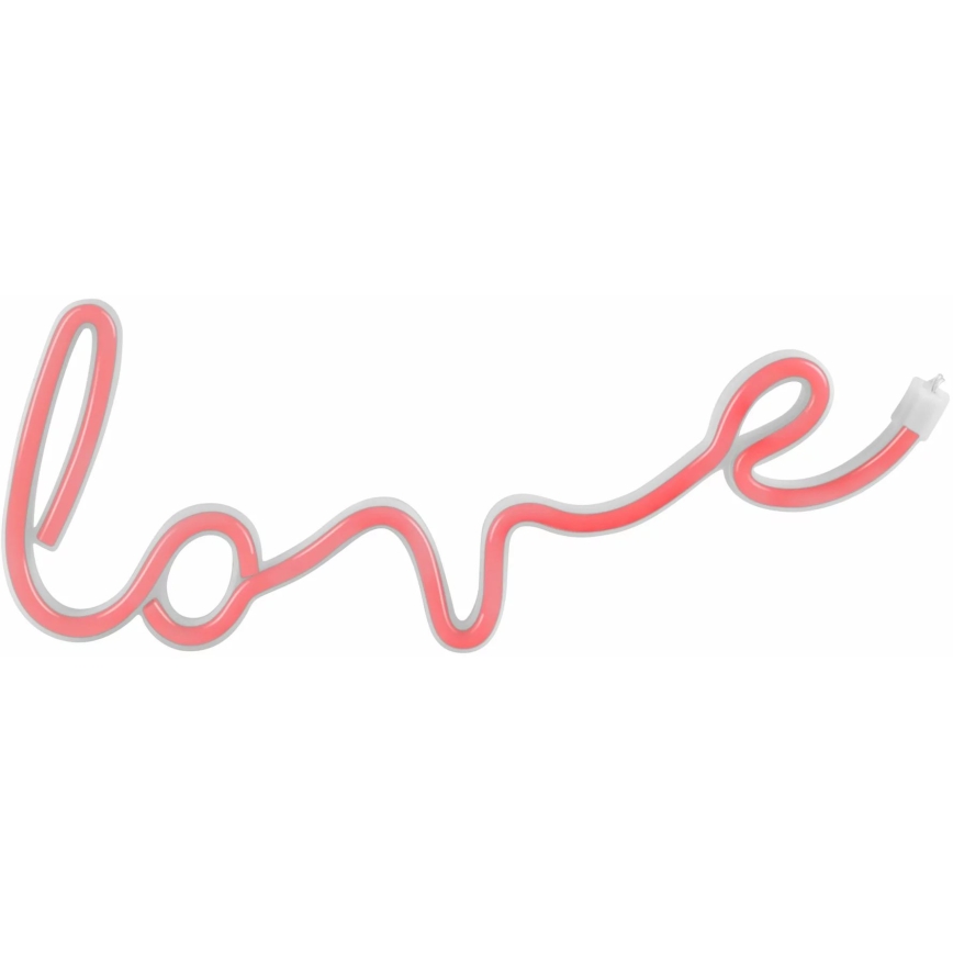LED Neona sienas dekors LOVE LED/3W/3xAA USB sarkana