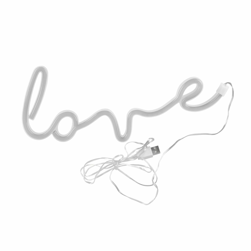 LED Neona sienas dekors LOVE LED/3W/3xAA USB sarkana