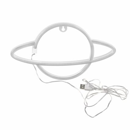 LED Neona sienas dekors PLANET LED/3W/3xAA USB zila/dzeltena