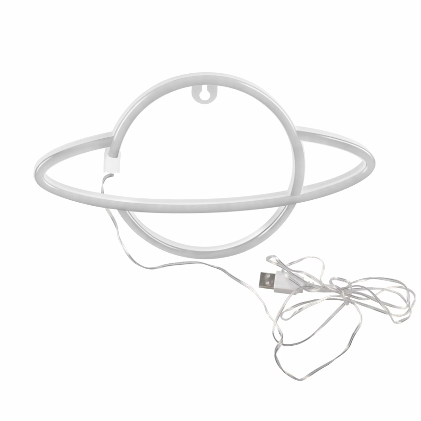 LED Neona sienas dekors PLANET LED/3W/3xAA USB zila/dzeltena