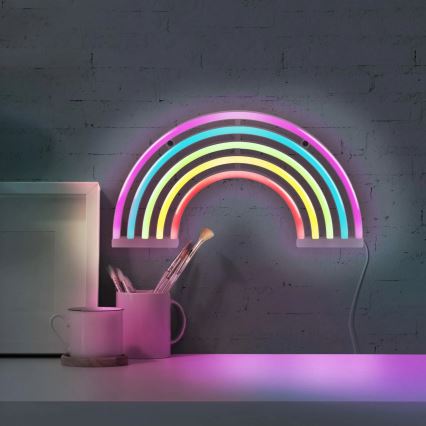 LED Neona sienas dekors RAINBOW LED/3W/3xAA USB daudzkrāsaina