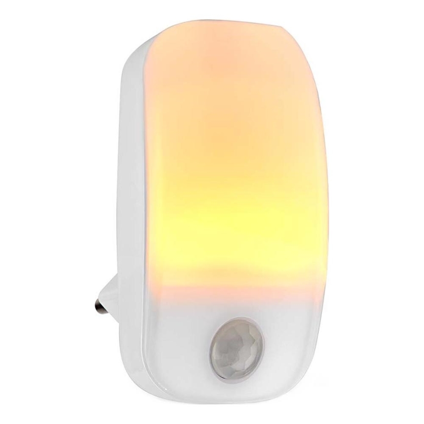 LED Orientējoša kontaktligzdas lampa ar kustības un krēslas sensoru LED/0,55W/230V balta