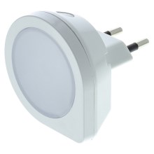 LED Orientējoša kontaktligzdas lampa ar sensoru LED/0,4W/230V balta