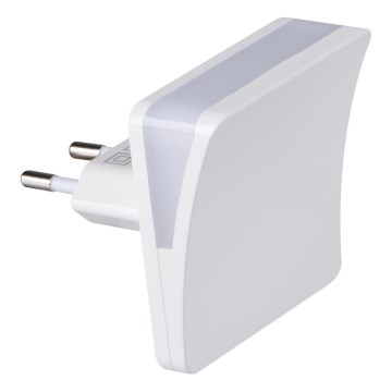 LED orientējošais gaismeklis ar krēslas sensoru kontaktligzdai HOFI LED/0,28W/230V balts