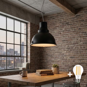 LED pakaramā lampa ar trosi INDUSTRY 1xE27/60W/230V melna