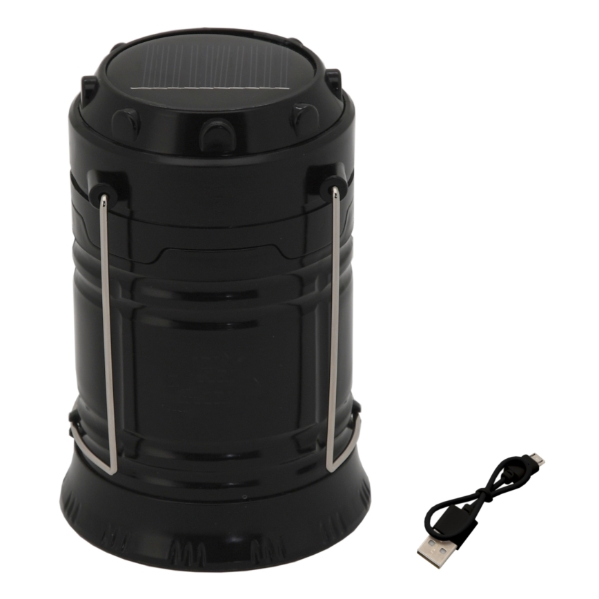 LED Pārnēsājama saules enerģijas lampa LED/1200mAh melna