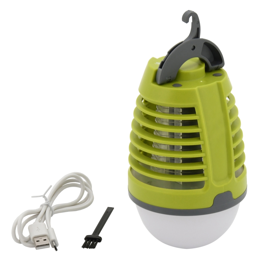 LED Pārnēsājama uzlādējama lampa ar kukaiņu slazdu LED/2W/3,7V 1800 mAh IPX4 zaļa