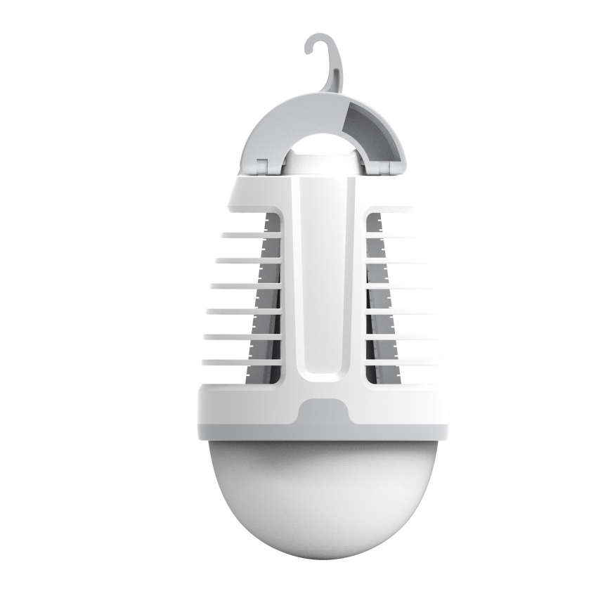 LED Pārnēsājama uzlādējama lampa ar kukaiņu slazdu LED/5W/1800 mAh IPX4 balta/pelēka