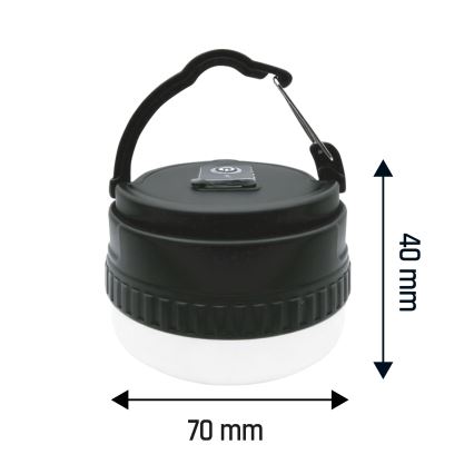 LED pārnēsājamā uzlādējamā lampa LUMINA POCKET LED/5V 500 mAh melna