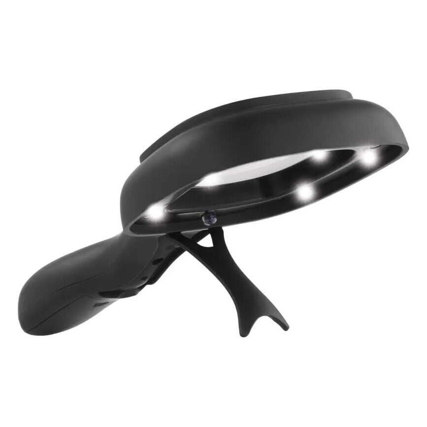 LED Pārvietojama kontaktligzdas lampa 2,5xZOOM ar fona apgaismojumu un UV lampa LED/UV/2xAAA