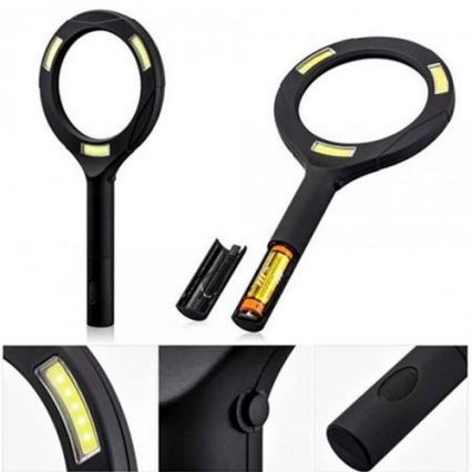 LED Pārvietojama kontaktligzdas lampa 5×ZOOM ar fona apgaismojumu LED/3W/2xAA IP44