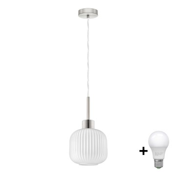 LED pieka HARMA 1xE27/60W/230V diametrs 20 cm matēts hroms/balts