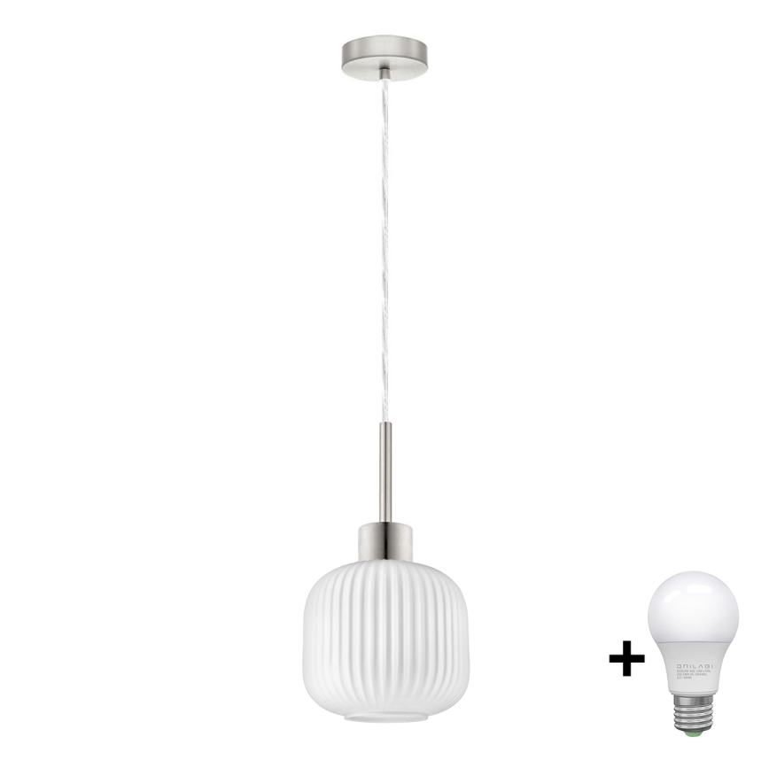 LED pieka HARMA 1xE27/60W/230V diametrs 20 cm matēts hroms/balts