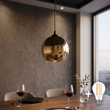 LED piekaramā lampa ar trosi CUBUS Ø 25 cm 1xE27/15W/230V
