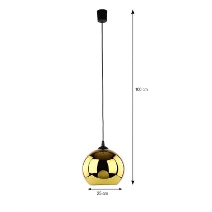 LED piekaramā lampa ar trosi CUBUS Ø 25 cm 1xE27/15W/230V