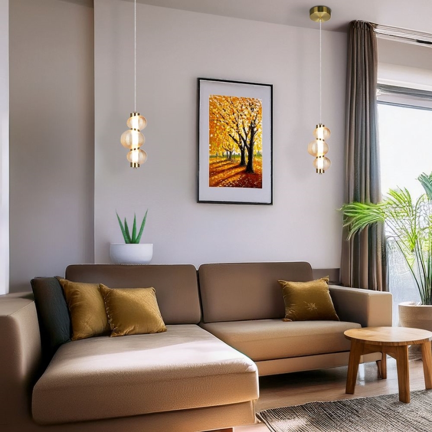 LED piekaramā lampa uz kabeļa BOLLA LED/12W/230V Ø 16 cm zelta/dūmakaini bēša