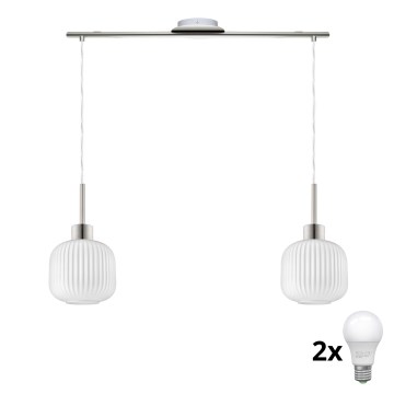 LED piekaramā lampas HARMA 2xE27/60W/230V matēts hroms/balts