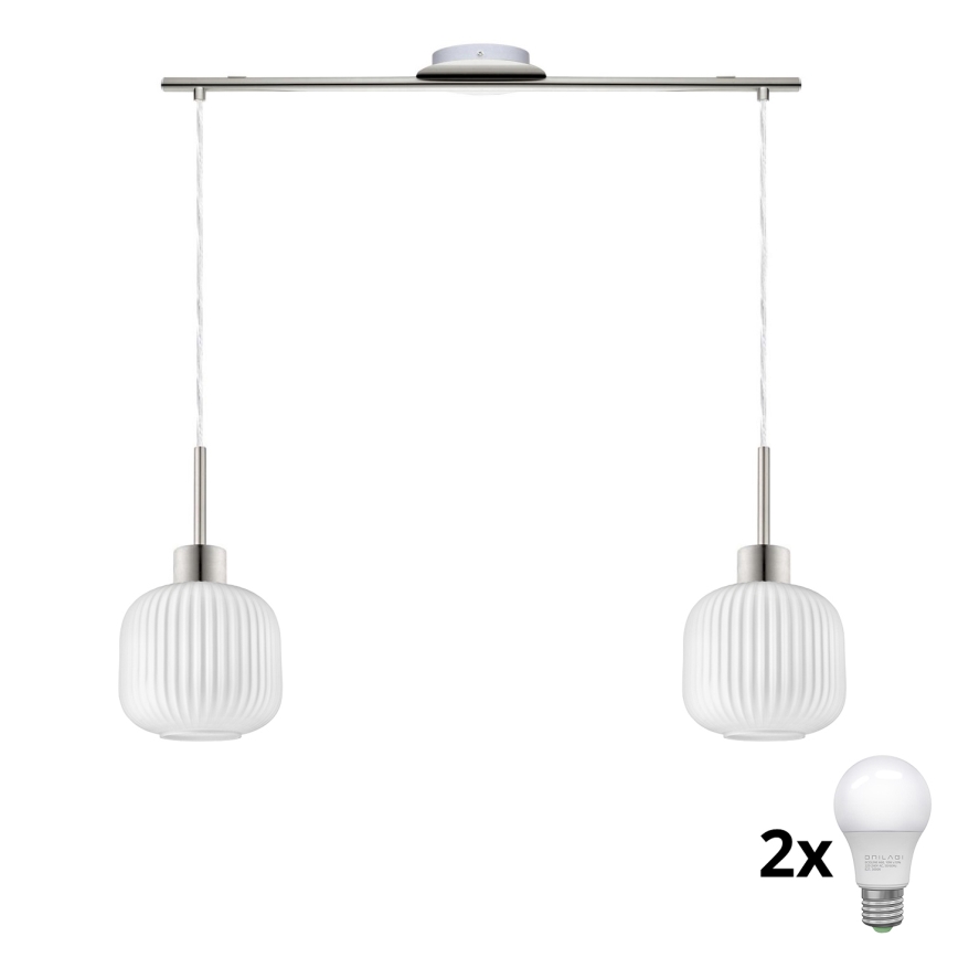 LED piekaramā lampas HARMA 2xE27/60W/230V matēts hroms/balts