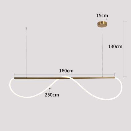 LED piekaramā lustra uz troses MELECA LED/36W/230V 3000/4000/6000K 160 cm zeltaina