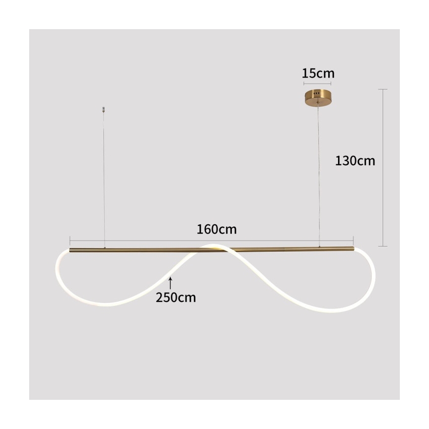 LED piekaramā lustra uz troses MELECA LED/36W/230V 3000/4000/6000K 160 cm zeltaina