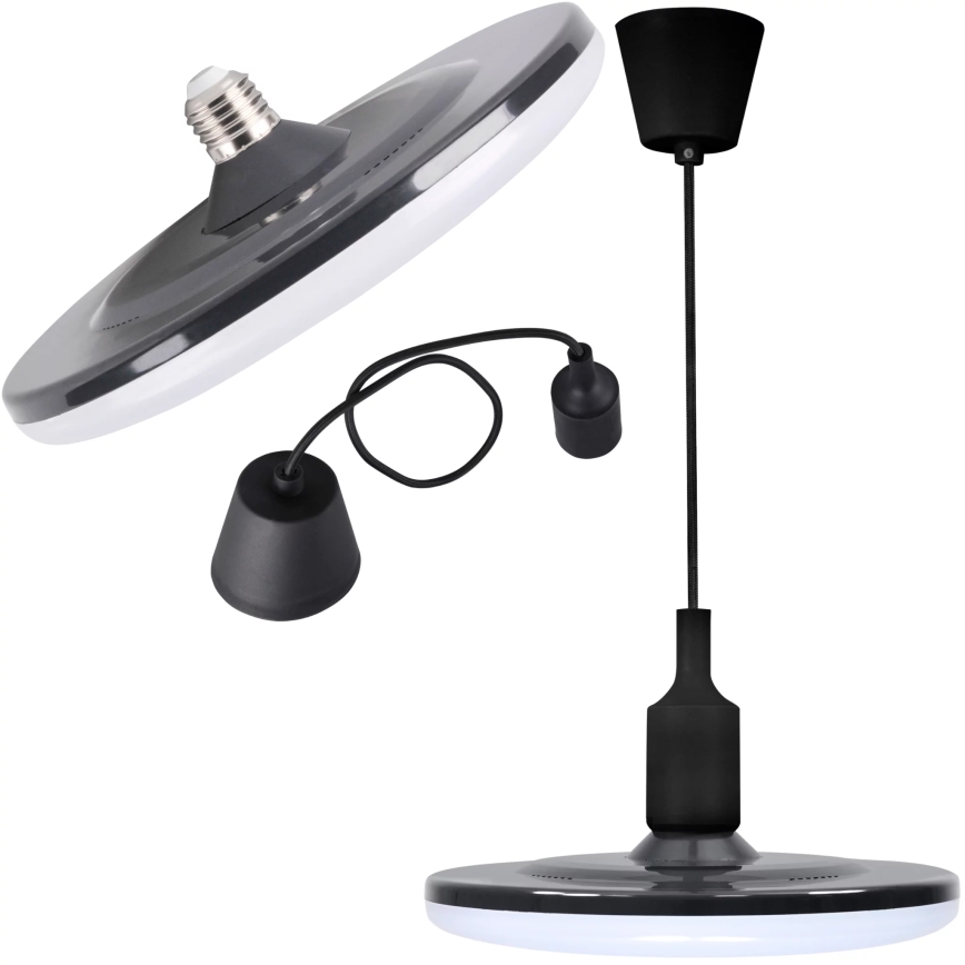 LED piekarams gaismeklis KIKI 1xE27/15W/230V Melns