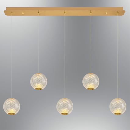 LED piekārts gaismeklis CREMONA 5xLED/5W/230V 3000K zelta