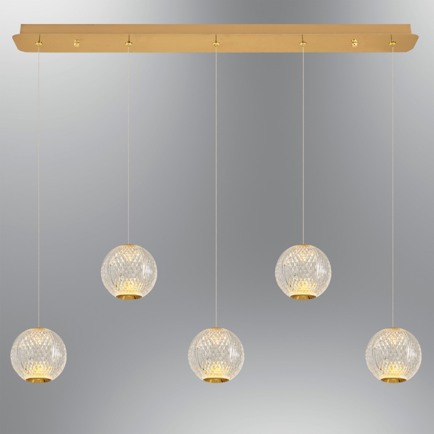 LED piekārts gaismeklis CREMONA 5xLED/5W/230V 3000K zelta