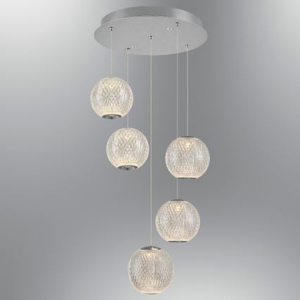 LED piektais lustrs CREMONA 5xLED/5W/230V 3000K matēts hroms